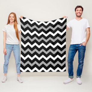 Black White & Grey Chevron Print Pattern Fleece Blanket