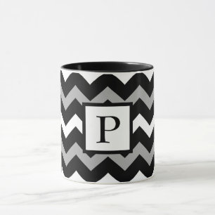 Black White & Grey Chevron Print Pattern Mug