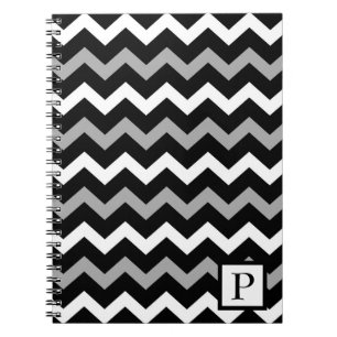 Black White & Grey Chevron Print Pattern Notebook