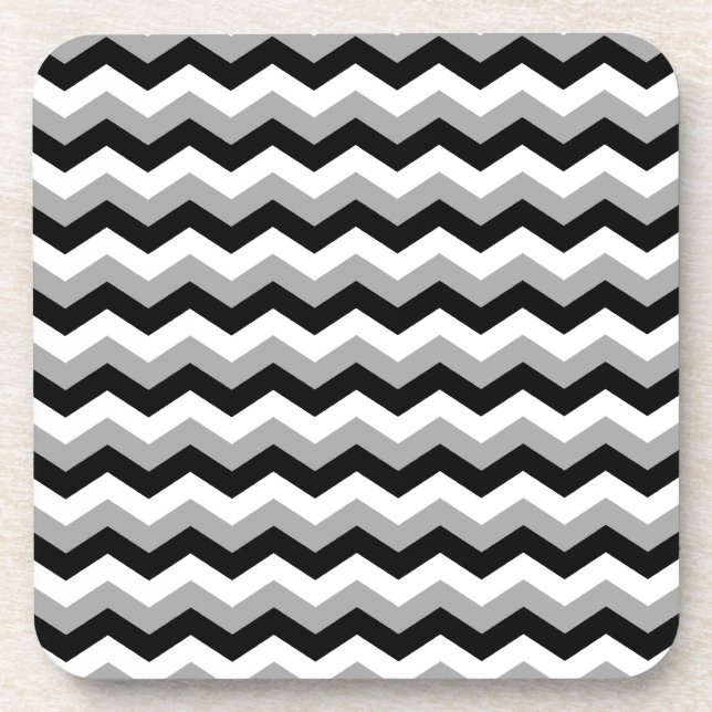 Black, White Grey Chevron Zigzag Coaster (Front)