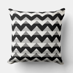 Black White Grey Chevron Zigzag Cushion