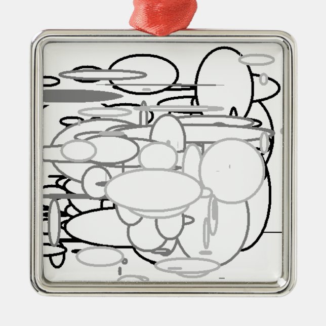 Black White Grey Circles, Digital Art by Kids :) Metal Ornament (Front)