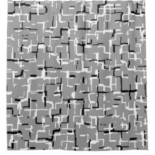 Black White Grey COOL Abstract Pattern Shower Curtain