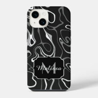 Black white grey damascus abstract swirls Monogram