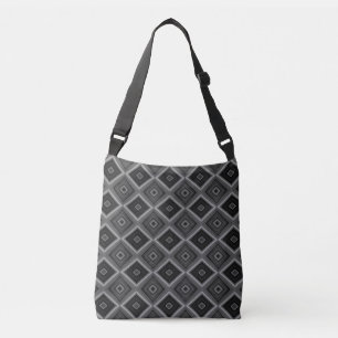 Black White Grey Diamond Geometric Crossbody Bag