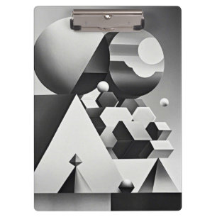 Black white grey geometric shapes  clipboard