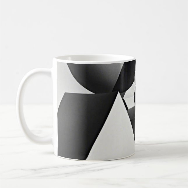 Black white grey geometric shapes  coffee mug (Left)