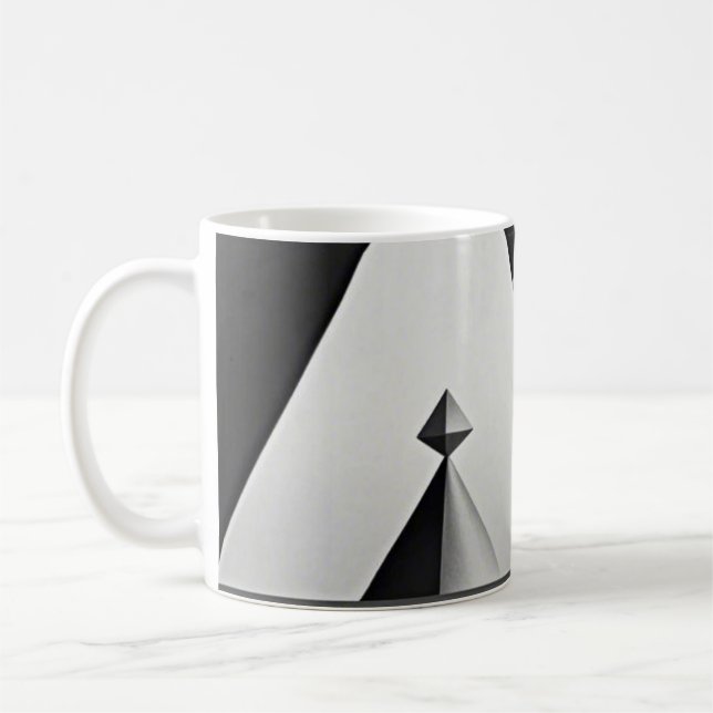Black white grey geometric shapes  coffee mug (Left)