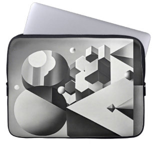 Black white grey geometric shapes  laptop sleeve