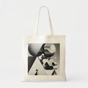Black white grey geometric shapes tote bag