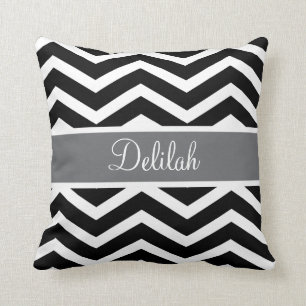 Black White Grey Grey Chevron Custom Cushion