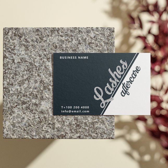 Black White Grey Grey Lash Client After Care Business Card (Pastel Holographic Lash After Care Instruction Business Card)