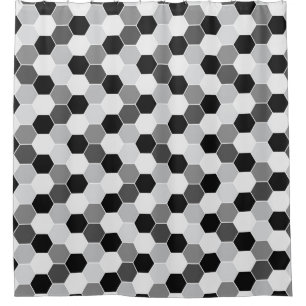 Black White Grey Honeycomb Pattern Shower Curtain