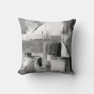Black White & Grey Mod Abstract Decor Pillow