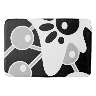 Black white grey modern doodle art bath mat
