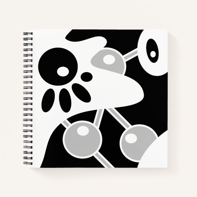 Black white grey modern doodle art notebook (Front)