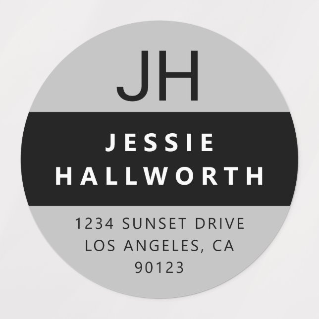 Black White & Grey Modern Monogram Waterproof (Design 1)