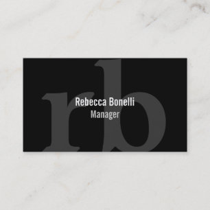 Black White Grey Monogram Manager Business Card