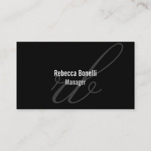 Black White Grey Monogram Manager Business Card
