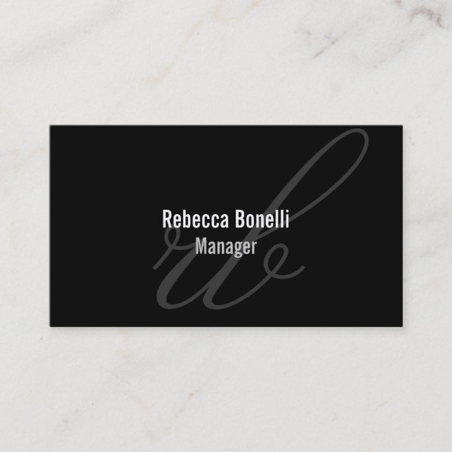 Black White Grey Monogram Manager Business Card (Front)