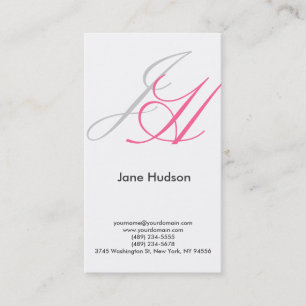 Black White Grey Monogram Plain Business Card