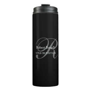 Black White Grey Monogram Thermal Tumbler
