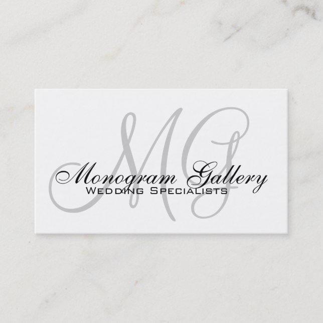 Black White Grey Monograms Simple Business Card (Front)
