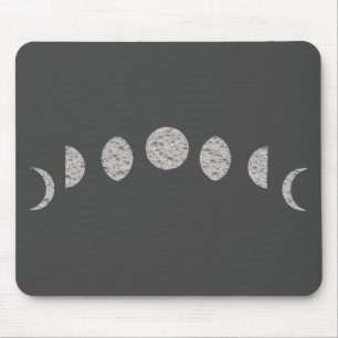 Black White Grey Moon Phases Modern Minimal Mouse Pad