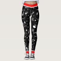 Black White Grey Music Notes and Red Trim on BLACK