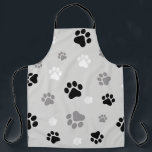Black, white & grey paw printed unisex apron<br><div class="desc">From The In Black & White Collection</div>