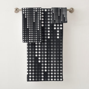 Black White Grey polka dots matrix Bath Towel Set