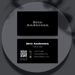 Black white grey QR code minimalist Business Card