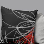 Black White Grey & Red Abstract Design Cushion<br><div class="desc">This modern throw pillow features a stylish organic abstract design of white and grey ribbons with red accents on a black background. A simple, trendy and elegant throw pillow for your bedroom, favourite chair, as an elegant addition in your family room or living room decor, or a thoughtful modern home...</div>