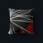 Black White Grey & Red Abstract Design Throw Pillo Cushion<br><div class="desc">This modern throw pillow features a stylish organic abstract design of white and grey ribbons with red accents on a black background. A simple, trendy and elegant throw pillow for your bedroom, favourite chair, as an elegant addition in your family room or living room decor, or a thoughtful modern home...</div>