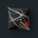 Black White Grey & Red Artistic Abstract Cushion<br><div class="desc">This modern throw pillow features a stylish organic artistic abstract design of white and grey ribbons with red accents on a black background. A simple, artistic and elegant throw pillow for your bedroom, favourite chair, a stylish addition in your family room or living room decor, or a thoughtful modern home...</div>