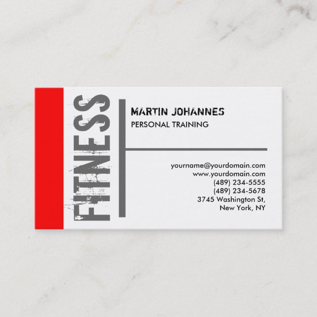 Black White Grey Red Modern Business Card (Front)