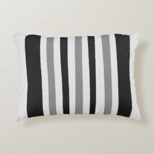 Black White Grey Striped Pattern Decorative Cushion