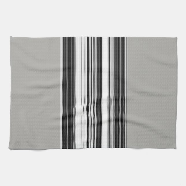 Black White Grey Striped Pattern Tea Towel (Horizontal)