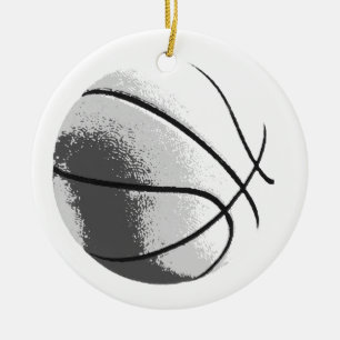 Black White Grey Trendy Pop Art Basketball Ceramic Ornament