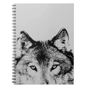 Black & White Grey Wolf Eyes Notebook