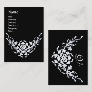 BLACK WHITE GRIFFINS FLORAL MONOGRAM Pearl Business Card