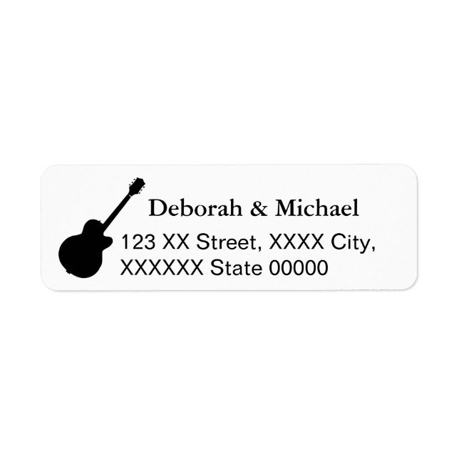 black & white guitar players return address label (Front)