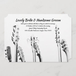 Black White Guitars Music Lover Wedding Invitation