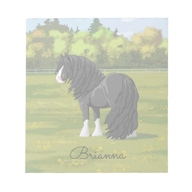 Black & White Gypsy Vanner Tinker Draft Horse Notepad (Front)