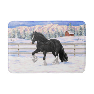 Black & White Gypsy Vanner Tinker Draught Horse Bath Mat
