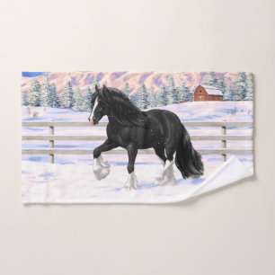 Black & White Gypsy Vanner Tinker Draught Horse Bath Towel Set