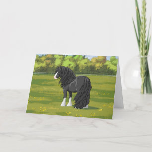 Black & White Gypsy Vanner Tinker Draught Horse Holiday Card