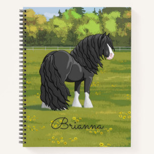 Black & White Gypsy Vanner Tinker Draught Horse Notebook