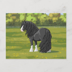 Black & White Gypsy Vanner Tinker Draught Horse Postcard