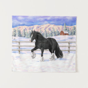 Black & White Gypsy Vanner Tinker Draught Horse Tapestry